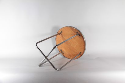 Bauhaus Stool in Chrome-Plated Metal and...