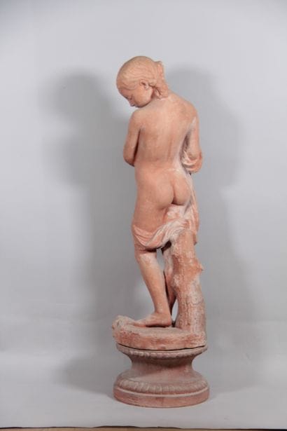 Young Shepherdess with a Lamb – Large Terracotta...
