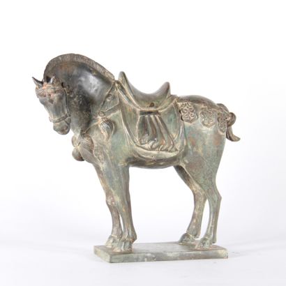 China – Bronze Parade Horse with Antique...