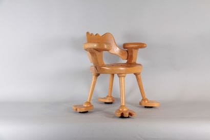 Carved Wood Designer Armchair – Whimsical...