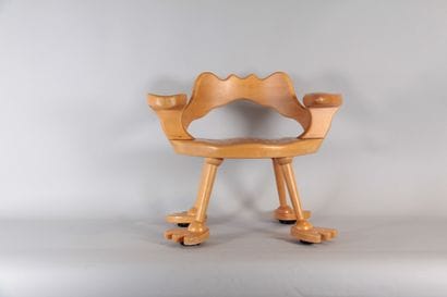 Carved Wood Designer Armchair – Whimsical...