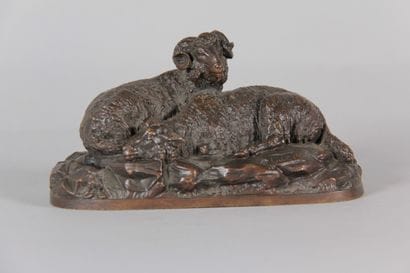 BUCI – Paire de groupes animaliers en bronze...
