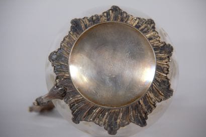 Gilded Crystal and Silver Plated Metal Ewer...