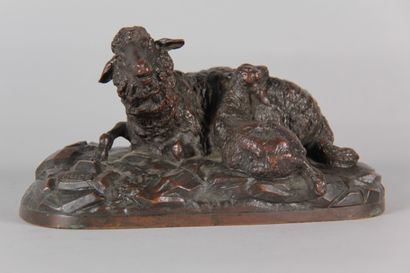 BUCI – Paire de groupes animaliers en bronze...