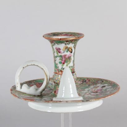 China – Canton porcelain handheld candleholder,...