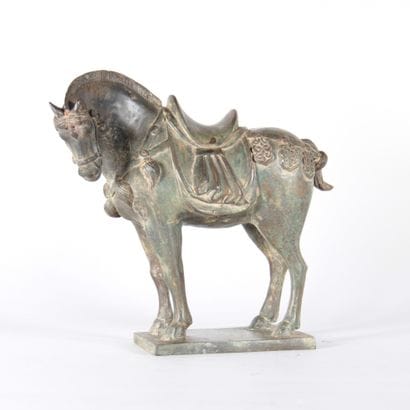 China – Bronze Parade Horse with Antique...
