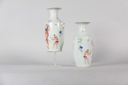 Pair of Chinese vases decorated with figures,...