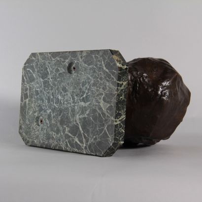 Patinated bronze sculpture depicting two...