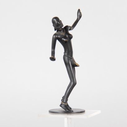 Patina-Finished Bronze Dancer Figurine, Rohac,...