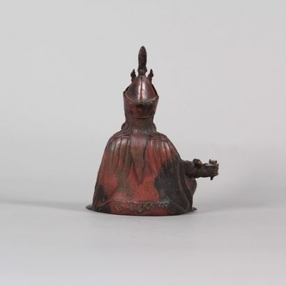 Seated Buddha in patinated bronze – Tibet,...