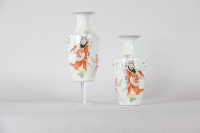 Pair of Chinese vases decorated with figures,...