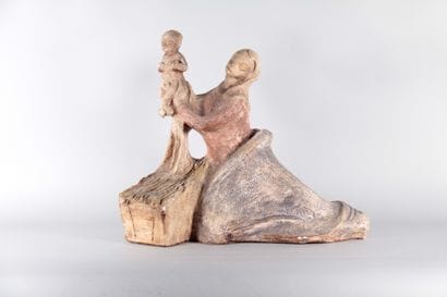 Dutch School – Polychrome Terracotta Mother...
