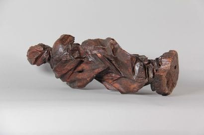Carved Lightwood Saint with Brown Patina...