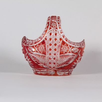 SAINT-LOUIS – Red-lined cut crystal basket...