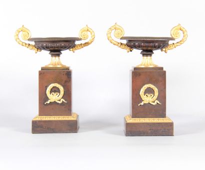 Pair of bronze tazzas from the Charles X...
