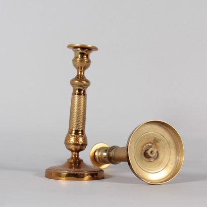 Pair of gilded bronze candlesticks – 19th...