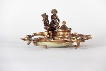 Louis XV-style bronze and onyx inkwell, late...