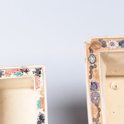 Two Satsuma earthenware planters with polychrome...