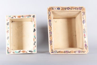 Two Satsuma earthenware planters with polychrome...