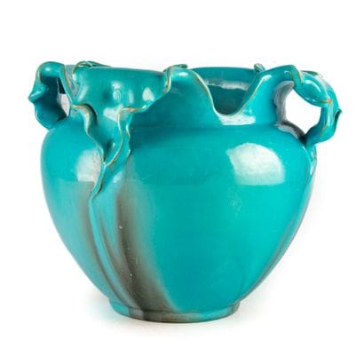 Cache-pot en faïence émaillée bleue turquoise

Marque...