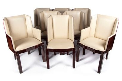 Suite de six chaises et deux fauteuils en...