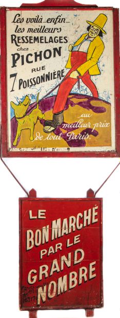 Sandwich man advertising panel in lacquered...