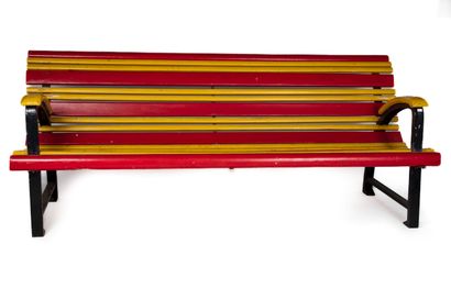 Important fairground bench with lacquered...