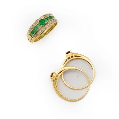 Bague à système en or (14K) composée de trois...
