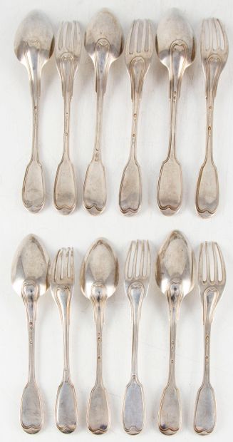 Suite de quatre couverts en argent, modèle...