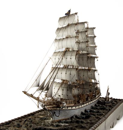 Model of a four-masted sailing ship 