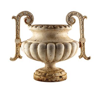 White painted cast iron Medici vase with...