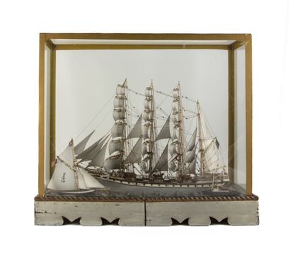 Model of a four-masted sailing ship 