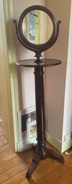 Miroir psyché en acajou et placage d'acajou,...