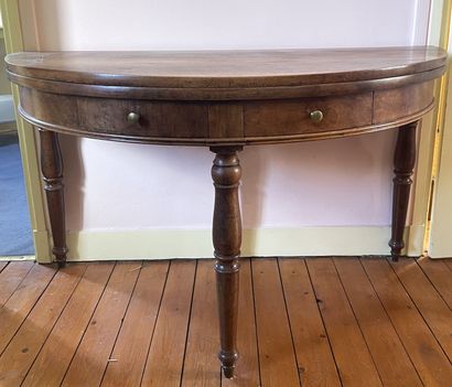 Table demi-lune en bois naturel ouvrant par...