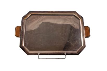 Plateau en métal argenté rectangulaire, les...