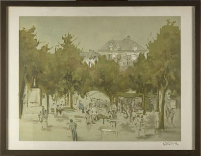 Marcel PELTIER (1924-1998) 
Vue de parc en...