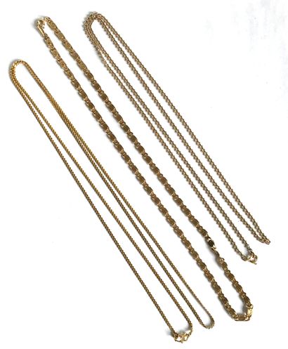 Ensemble de chaines en métal doré diverses...