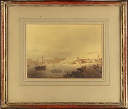 L. J. PINGRAY (actif vers 1835)
Vue de Rudesheim
Aquarelle,...