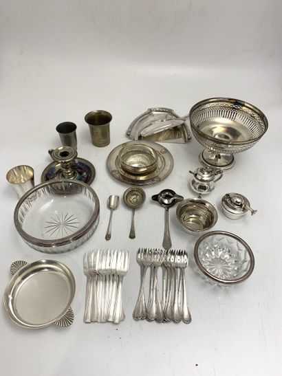 Ensemble de pièces en métal argenté, argent,...
