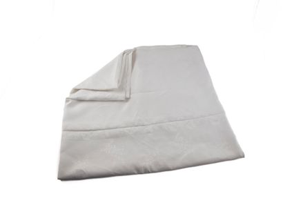 Nappe blanche en coton damassé à motif de...
