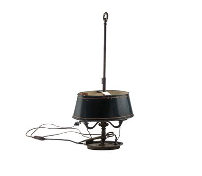 Lampe bouillotte en bronze à deux bras de...