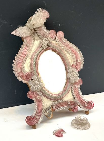 MURANO
Miroir à poser en verre soufflé rose,...