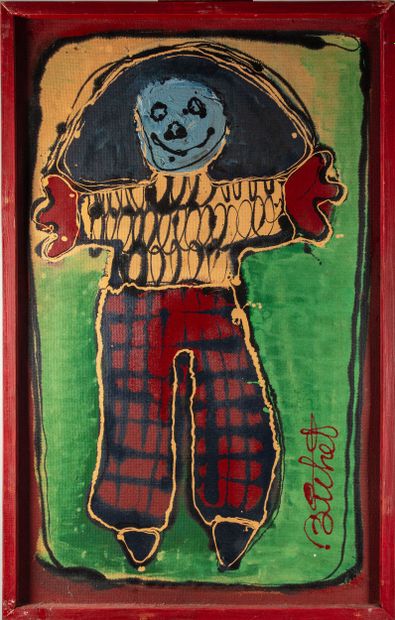 BICHET ? (20th)
Figure with checkered pants
Oil...