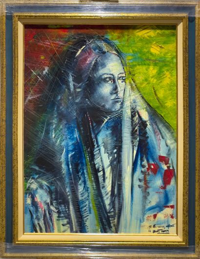 Rénald LEMAIRE (20th)
Female portrait 
Oil...