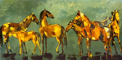 Rénald LEMAIRE (20th)
Horses 
Oil on canvas...