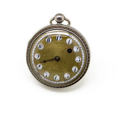 Silver gousset watch, gilt and guilloché...