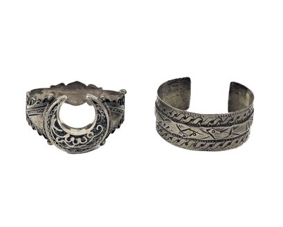 NORTH AFRICA
Two silver bracelets with chased...