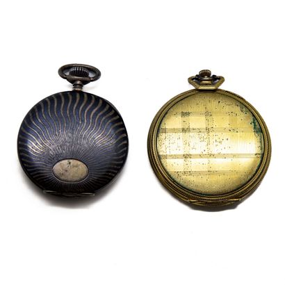 Silver gousset watch, enameled dial with...