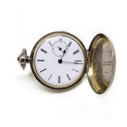 Soap box watch in silver, enamelled dial...