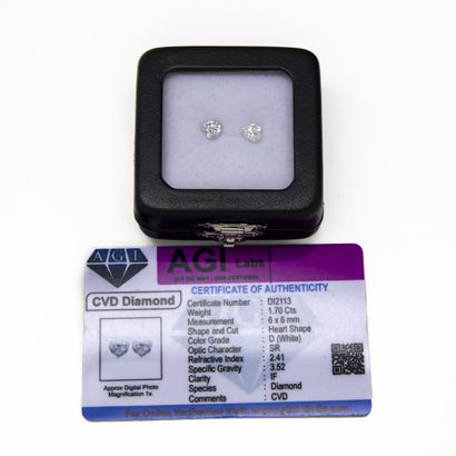 Lot of 2 synthetic laboratory diamonds on...